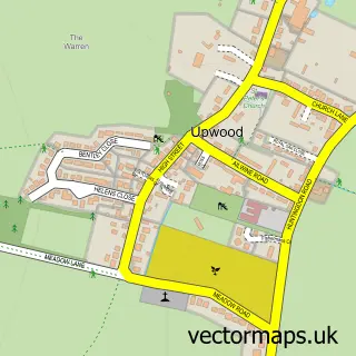 Street map sample of Upwood, Cambridgeshire