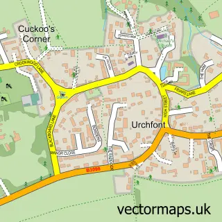 Street map sample of Urchfont, Wiltshire