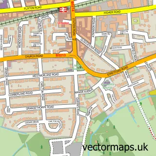 Street map sample of Urmston, Greater Manchester