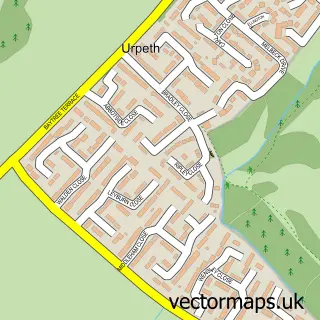 Street map sample of Urpeth, Durham