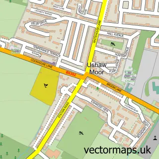 Street map sample of Ushaw Moor, Durham