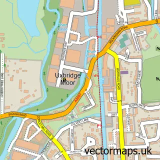 Street map sample of Uxbridge Moor, Greater London