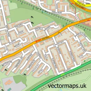 Street map sample of Vange, Essex