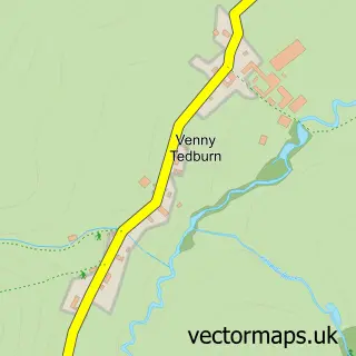 Street map sample of Venny Tedburn, Devon