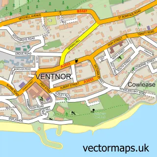 Street map sample of Ventnor, Isle of Wight