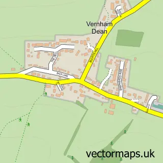 Street map sample of Vernham Dean, Hampshire