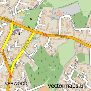 Street map sample of Verwood, Dorset