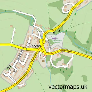 Street map sample of Veryan, Cornwall