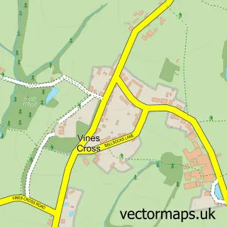 Street map sample of Vines Cross, East Sussex