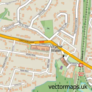 Street map sample of Virginia Water, Surrey
