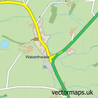 Street map sample of Waberthwaite, Cumbria