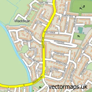 Street map sample of Waddicar, Merseyside