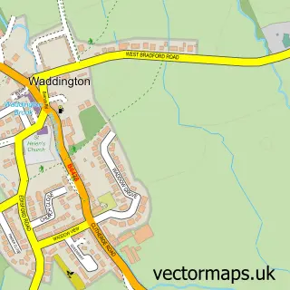 Street map sample of Waddington, Lancashire