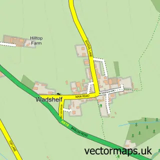 Street map sample of Wadshelf, Derbyshire