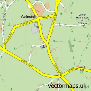 Street map sample of Wainstalls, West Yorkshire