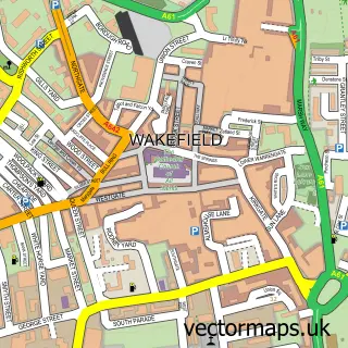 Street map sample of Wakefield, West Yorkshire