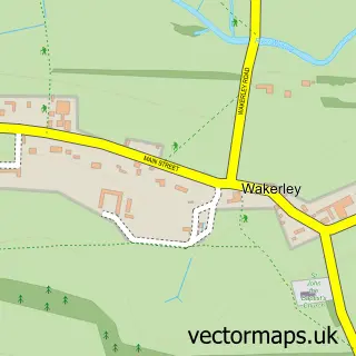 Street map sample of Wakerley, Northamptonshire