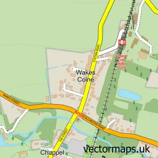 Street map sample of Wakes Colne, Essex