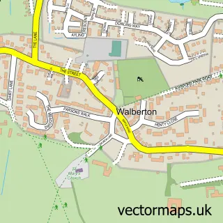 Street map sample of Walberton, West Sussex