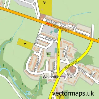 Street map sample of Walbottle, Tyne & Wear