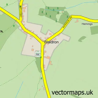 Street map sample of Waldron, East Sussex