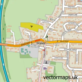 Street map sample of Wales, South Yorkshire