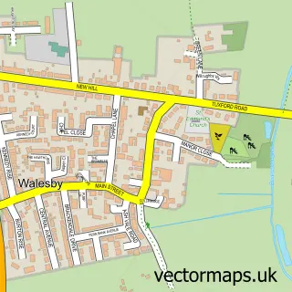 Street map sample of Walesby, Nottinghamshire