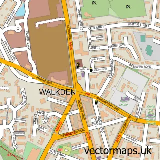 Street map sample of Walkden, Greater Manchester