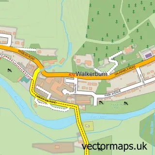 Street map sample of Walkerburn, Tweeddale