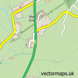 Street map sample of Wall End, Cumbria