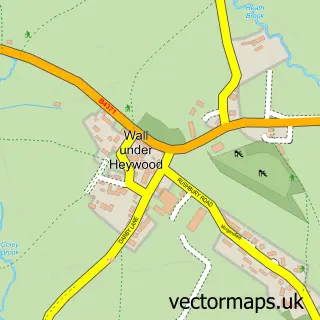 Street map sample of Wall under Heywood, Shropshire