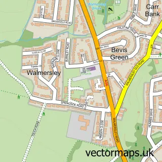 Street map sample of Walmersley, Greater Manchester