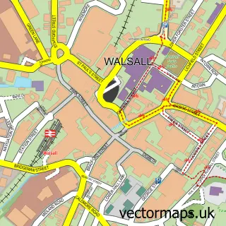 Street map sample of Walsall, West Midlands