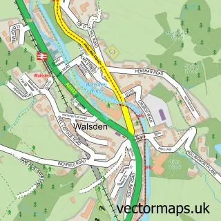 Street map sample of Walsden, West Yorkshire