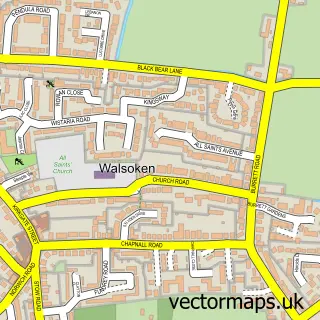 Street map sample of Walsoken, Norfolk