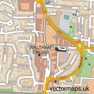 Street map sample of Waltham Cross, Hertfordshire