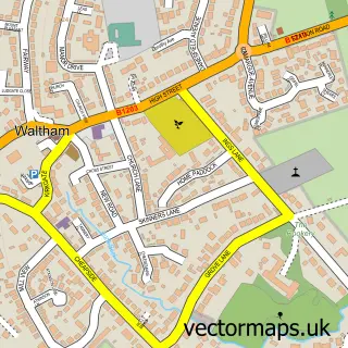Street map sample of Waltham, Lincolnshire