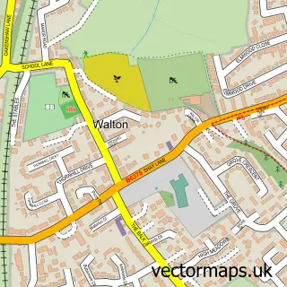 Street map sample of Walton, West Yorkshire