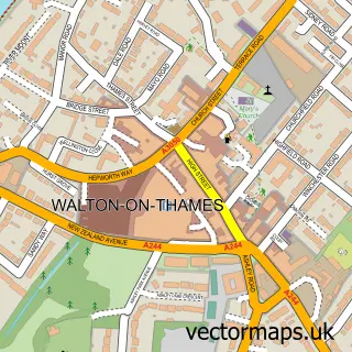 Street map sample of Walton-on-Thames, Surrey