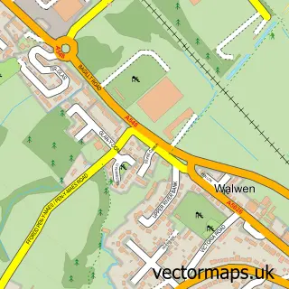 Street map sample of Walwen, Clwyd