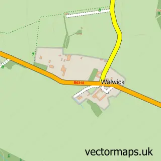 Street map sample of Walwick, Northumberland