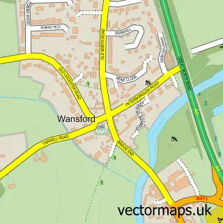 Street map sample of Wansford, Cambridgeshire