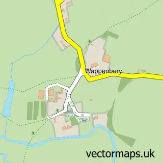 Street map sample of Wappenbury, Warwickshire