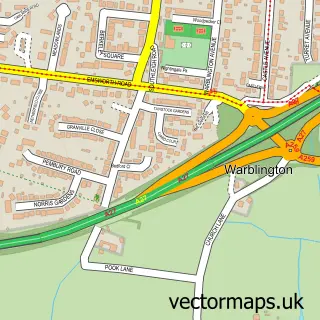 Street map sample of Warblington, Hampshire