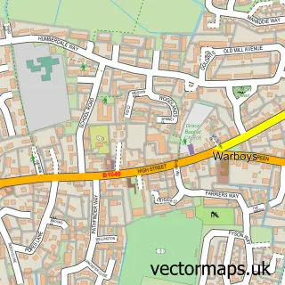 Street map sample of Warboys, Cambridgeshire