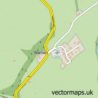 Street map sample of Warden, Northumberland