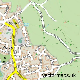 Street map sample of Wardle, Greater Manchester