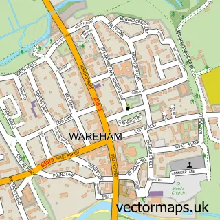 Street map sample of Wareham, Dorset