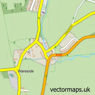 Street map sample of Wareside, Hertfordshire