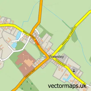 Street map sample of Waresley, Cambridgeshire